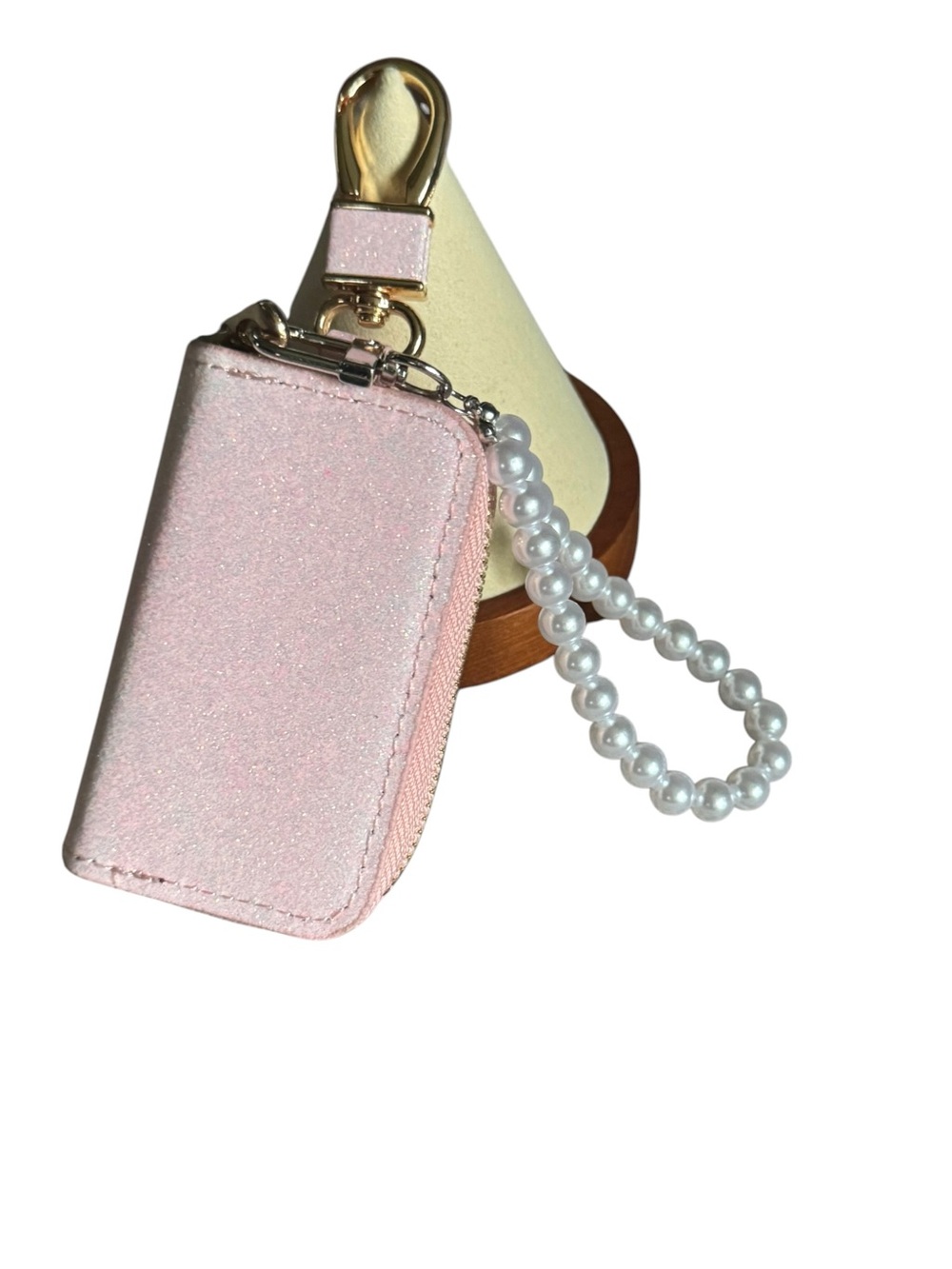 Pink Pearl Beaded Key Pouch Wristlet NIP